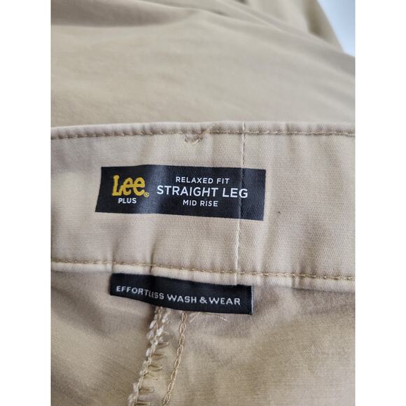 NWT Lee Tan Chino Straight Leg Relaxed Fit Mid Rise Pants Women's Plus Size 26W - Picture 12 of 13